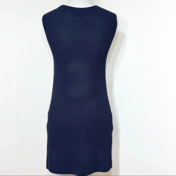 SOLD-Athleta Navy Blue Sleeveless Crochet Knit Long Tunic Top - Picture 6 of 12